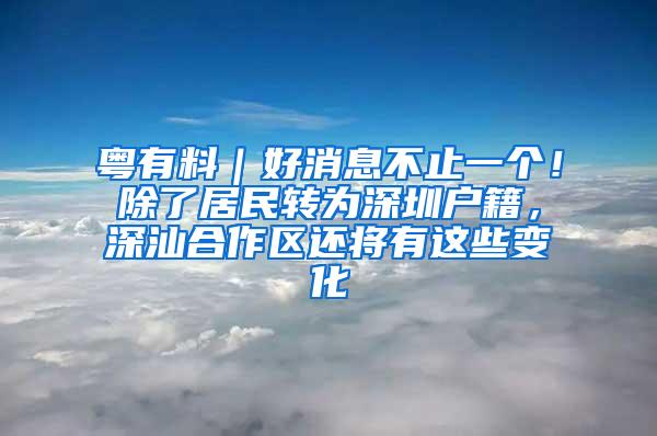 粤有料｜好消息不止一个！除了居民转为深圳户籍，深汕合作区还将有这些变化