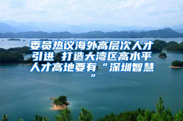 委员热议海外高层次人才引进 打造大湾区高水平人才高地要有“深圳智慧”