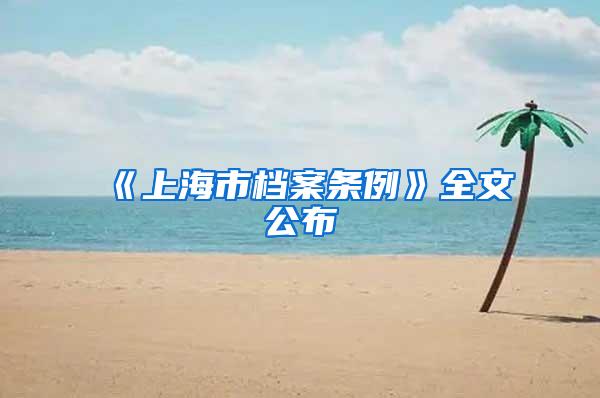 《上海市档案条例》全文公布