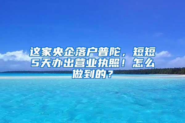 这家央企落户普陀，短短5天办出营业执照！怎么做到的？