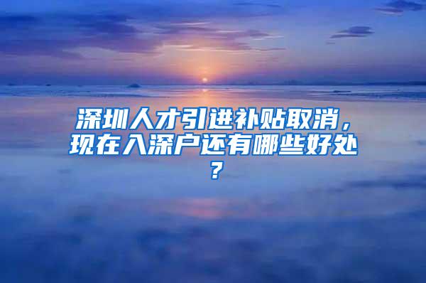 深圳人才引进补贴取消，现在入深户还有哪些好处？