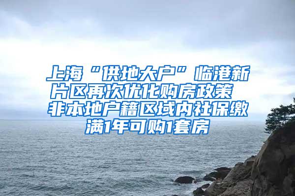 上海“供地大户”临港新片区再次优化购房政策 非本地户籍区域内社保缴满1年可购1套房