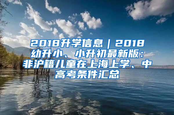 2018升学信息｜2018幼升小、小升初最新版：非沪籍儿童在上海上学、中高考条件汇总