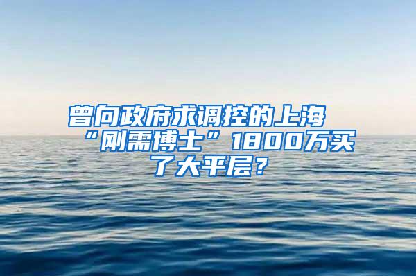 曾向政府求调控的上海“刚需博士”1800万买了大平层？