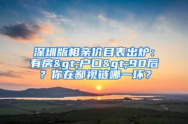 深圳版相亲价目表出炉：有房>户口>90后？你在鄙视链哪一环？