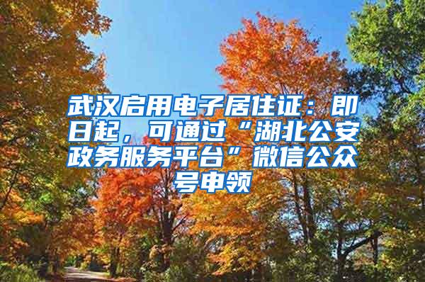 武汉启用电子居住证：即日起，可通过“湖北公安政务服务平台”微信公众号申领