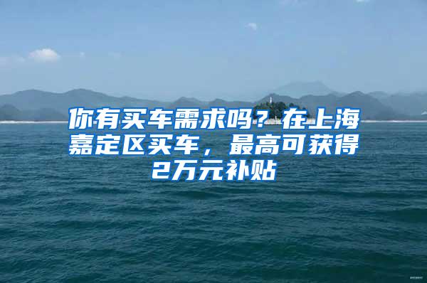 你有买车需求吗？在上海嘉定区买车，最高可获得2万元补贴