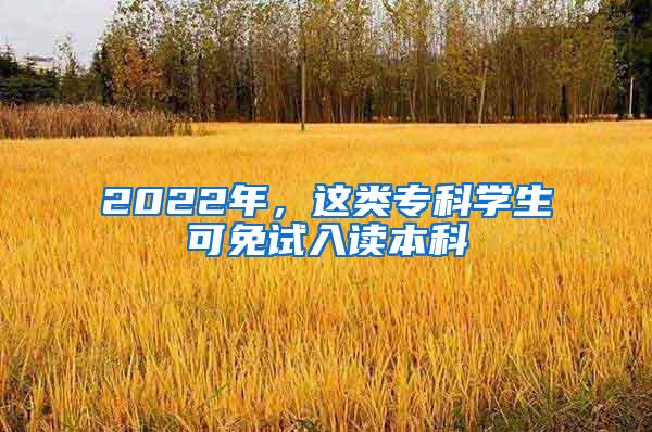 2022年，这类专科学生可免试入读本科