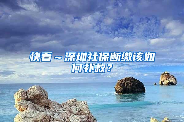 快看～深圳社保断缴该如何补救？