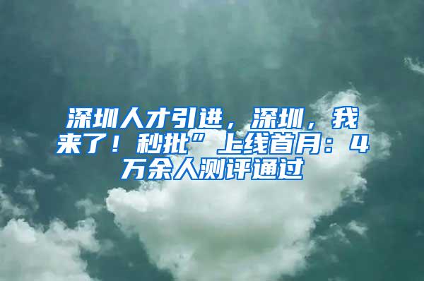 深圳人才引进，深圳，我来了！秒批”上线首月：4万余人测评通过