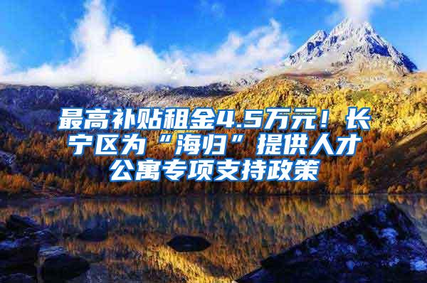 最高补贴租金4.5万元！长宁区为“海归”提供人才公寓专项支持政策