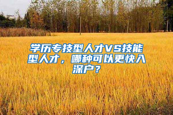 学历专技型人才VS技能型人才，哪种可以更快入深户？