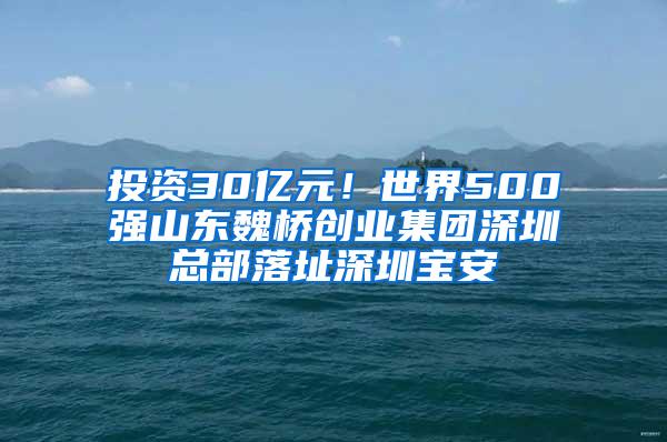 投资30亿元！世界500强山东魏桥创业集团深圳总部落址深圳宝安