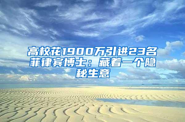 高校花1900万引进23名菲律宾博士：藏着一个隐秘生意