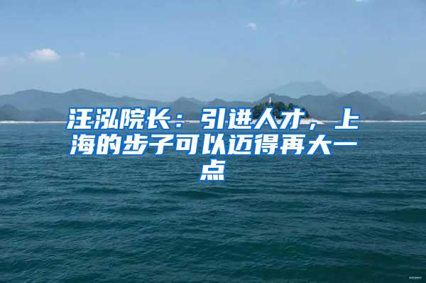 汪泓院长：引进人才，上海的步子可以迈得再大一点