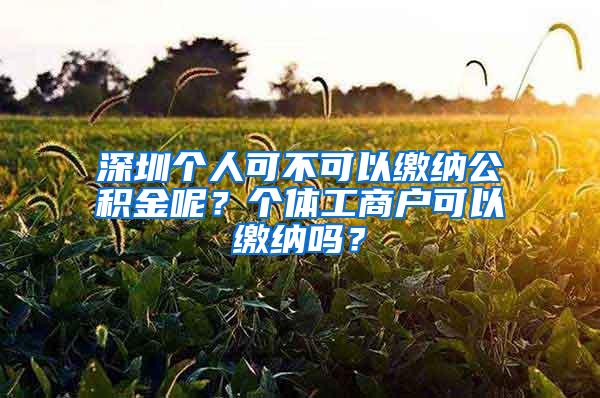 深圳个人可不可以缴纳公积金呢？个体工商户可以缴纳吗？