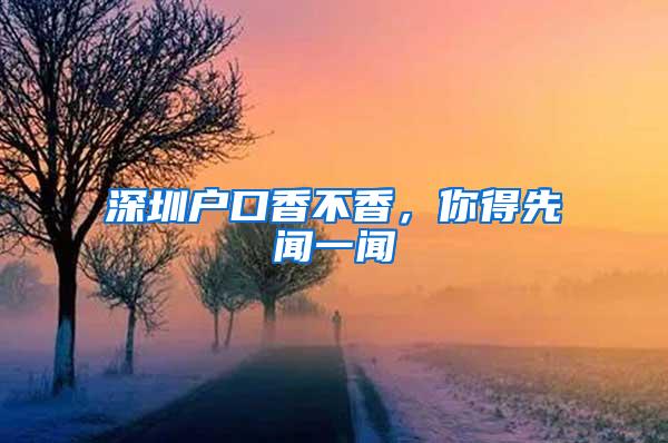 深圳户口香不香，你得先闻一闻