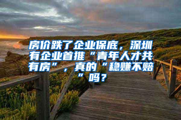 房价跌了企业保底，深圳有企业首推“青年人才共有房”，真的“稳赚不赔”吗？