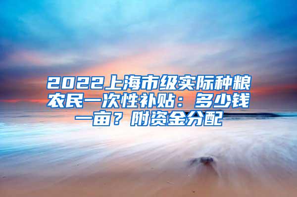 2022上海市级实际种粮农民一次性补贴：多少钱一亩？附资金分配