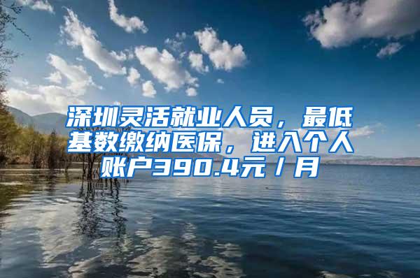 深圳灵活就业人员，最低基数缴纳医保，进入个人账户390.4元／月