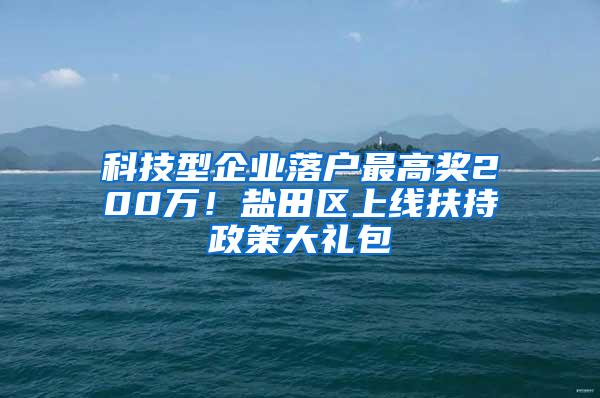 科技型企业落户最高奖200万！盐田区上线扶持政策大礼包