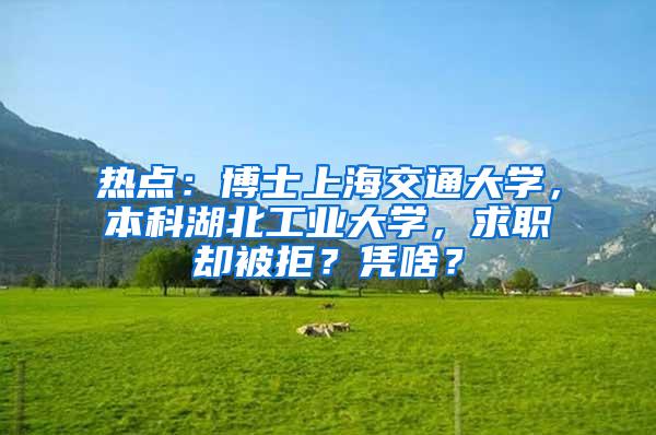 热点：博士上海交通大学，本科湖北工业大学，求职却被拒？凭啥？