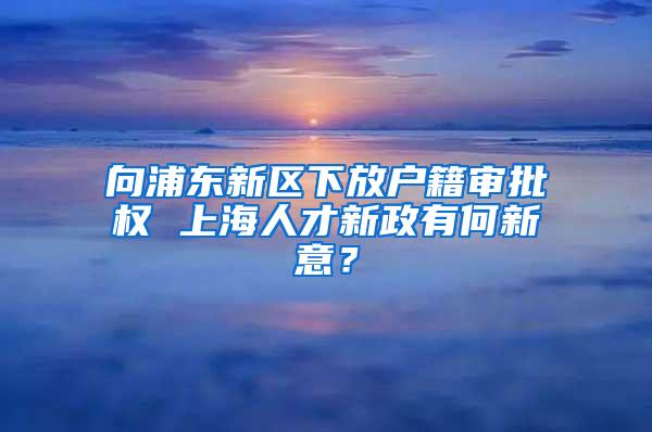 向浦东新区下放户籍审批权 上海人才新政有何新意？