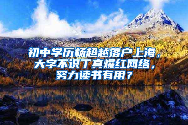 初中学历杨超越落户上海，大字不识丁真爆红网络，努力读书有用？