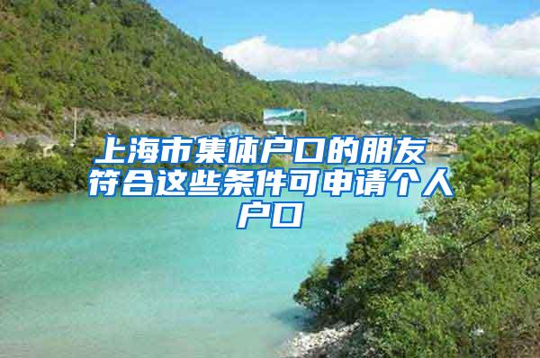 上海市集体户口的朋友 符合这些条件可申请个人户口