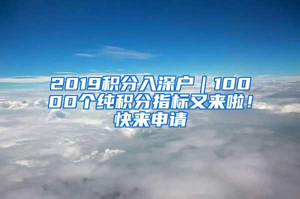 2019积分入深户｜10000个纯积分指标又来啦！快来申请