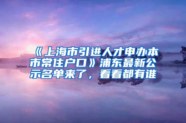 《上海市引进人才申办本市常住户口》浦东最新公示名单来了，看看都有谁