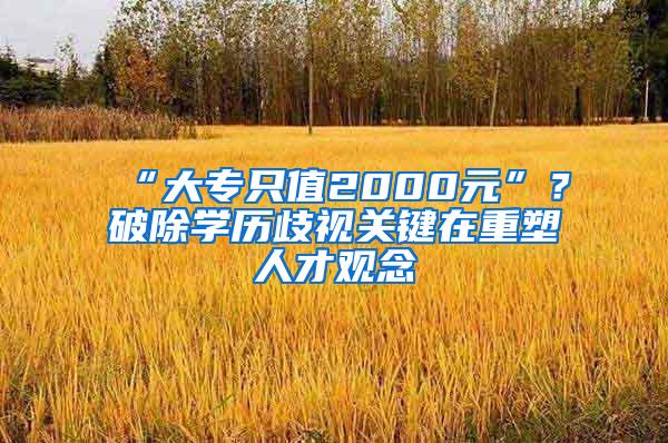 “大专只值2000元”？破除学历歧视关键在重塑人才观念