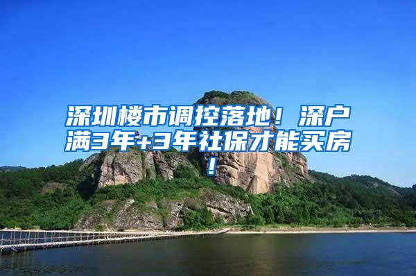 深圳楼市调控落地！深户满3年+3年社保才能买房！