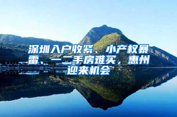 深圳入户收紧、小产权暴雷、一二手房难买，惠州迎来机会