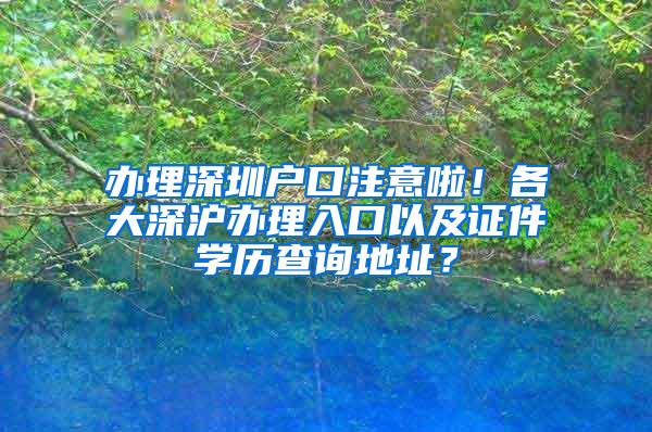 办理深圳户口注意啦！各大深沪办理入口以及证件学历查询地址？