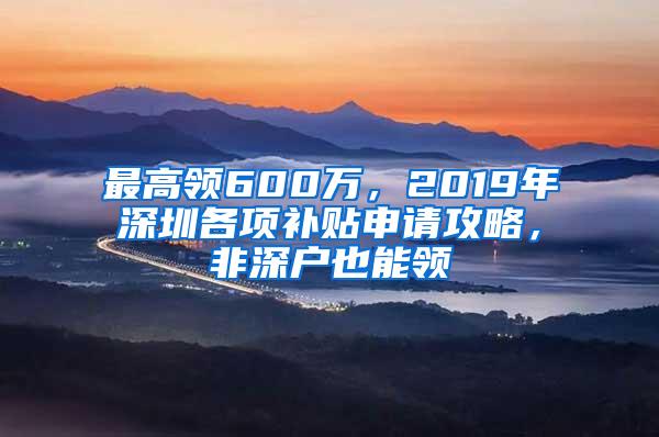 最高领600万，2019年深圳各项补贴申请攻略，非深户也能领