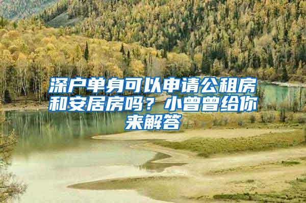 深户单身可以申请公租房和安居房吗？小曾曾给你来解答