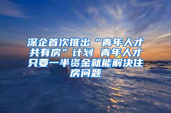 深企首次推出“青年人才共有房”计划 青年人才只要一半资金就能解决住房问题