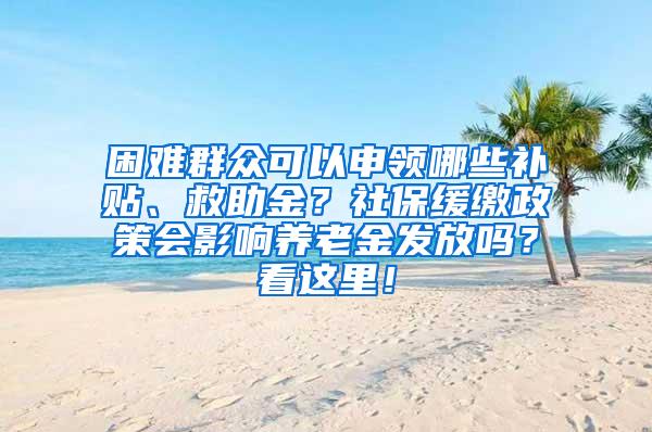 困难群众可以申领哪些补贴、救助金？社保缓缴政策会影响养老金发放吗？看这里！