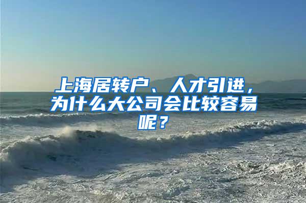 上海居转户、人才引进，为什么大公司会比较容易呢？