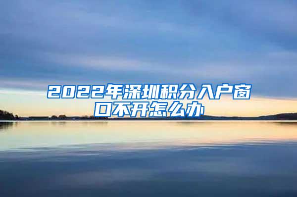 2022年深圳积分入户窗口不开怎么办