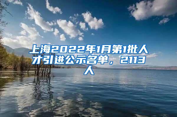 上海2022年1月第1批人才引进公示名单，2113人