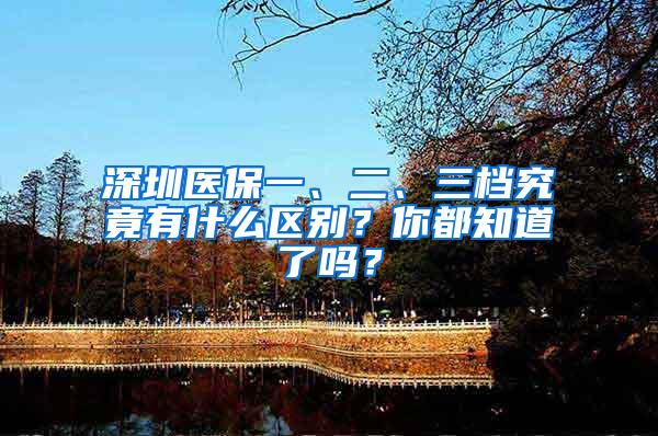 深圳医保一、二、三档究竟有什么区别？你都知道了吗？