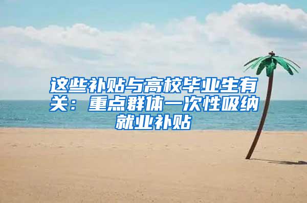 这些补贴与高校毕业生有关：重点群体一次性吸纳就业补贴