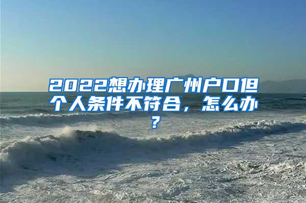 2022想办理广州户口但个人条件不符合，怎么办？