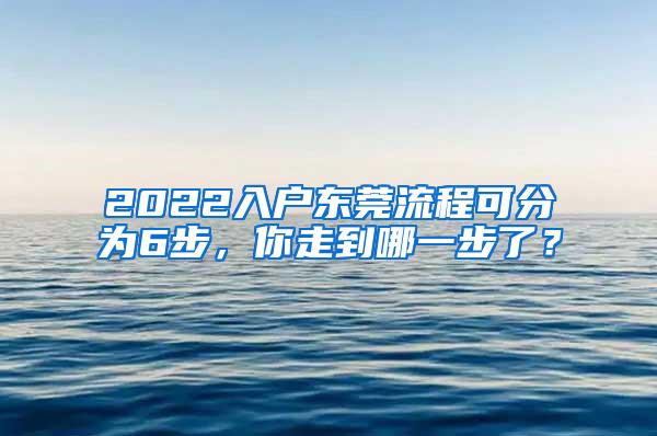 2022入户东莞流程可分为6步，你走到哪一步了？