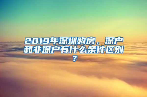 2019年深圳购房，深户和非深户有什么条件区别？