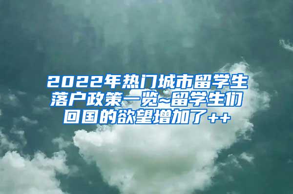 2022年热门城市留学生落户政策一览~留学生们回国的欲望增加了++