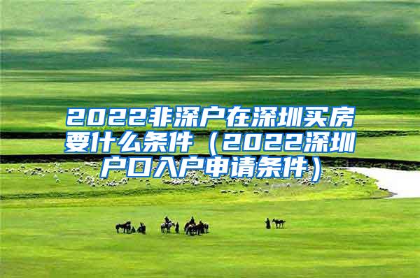 2022非深户在深圳买房要什么条件（2022深圳户口入户申请条件）