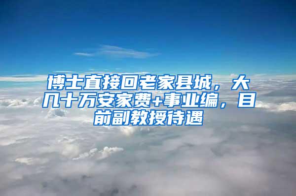 博士直接回老家县城，大几十万安家费+事业编，目前副教授待遇